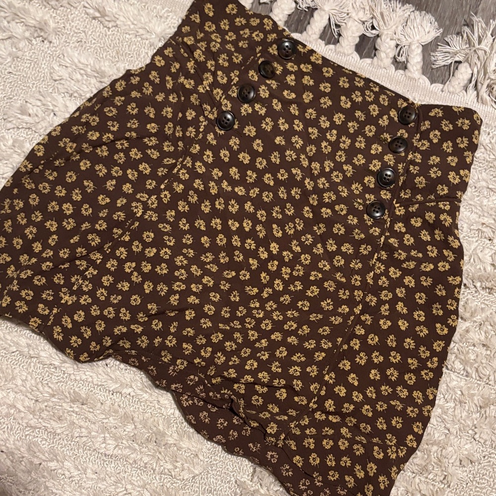 Madewell Brown Floral High Waist Skirt
